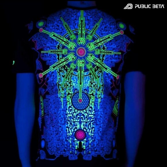 Public Beta Solar Chip UV D41 T-Shirt/Blacklight Glow Wear Men's Medium T-Shirt - Picture 1 of 4